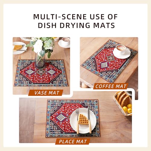 Boho Dish Drying Mat Absorbent Coffee Mat