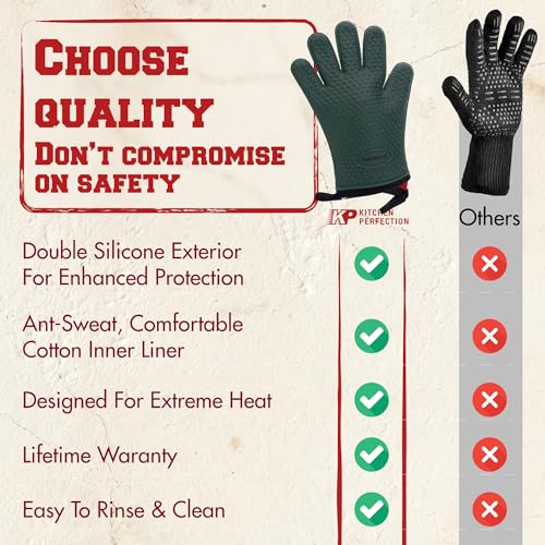Silicone Griddle Grill Gloves Heat Resistant Oven Mitts