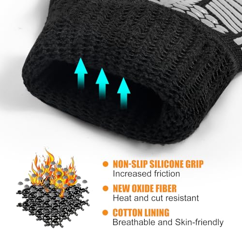 BBQ Gloves 1472°F Heat Resistant with Silicone Grip Oven Mitts (2 Count)