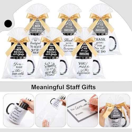 6 Set Employee Appreciation Gifts Include Thank You Staff Mug Gift Set 12 oz Appreciation Mugs Inspirational Pens Tags for Employee Staff Team Group (6 Count)