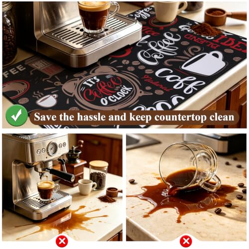 Coffee Mat 2 Pack 12x19 Inch Absorbent Non