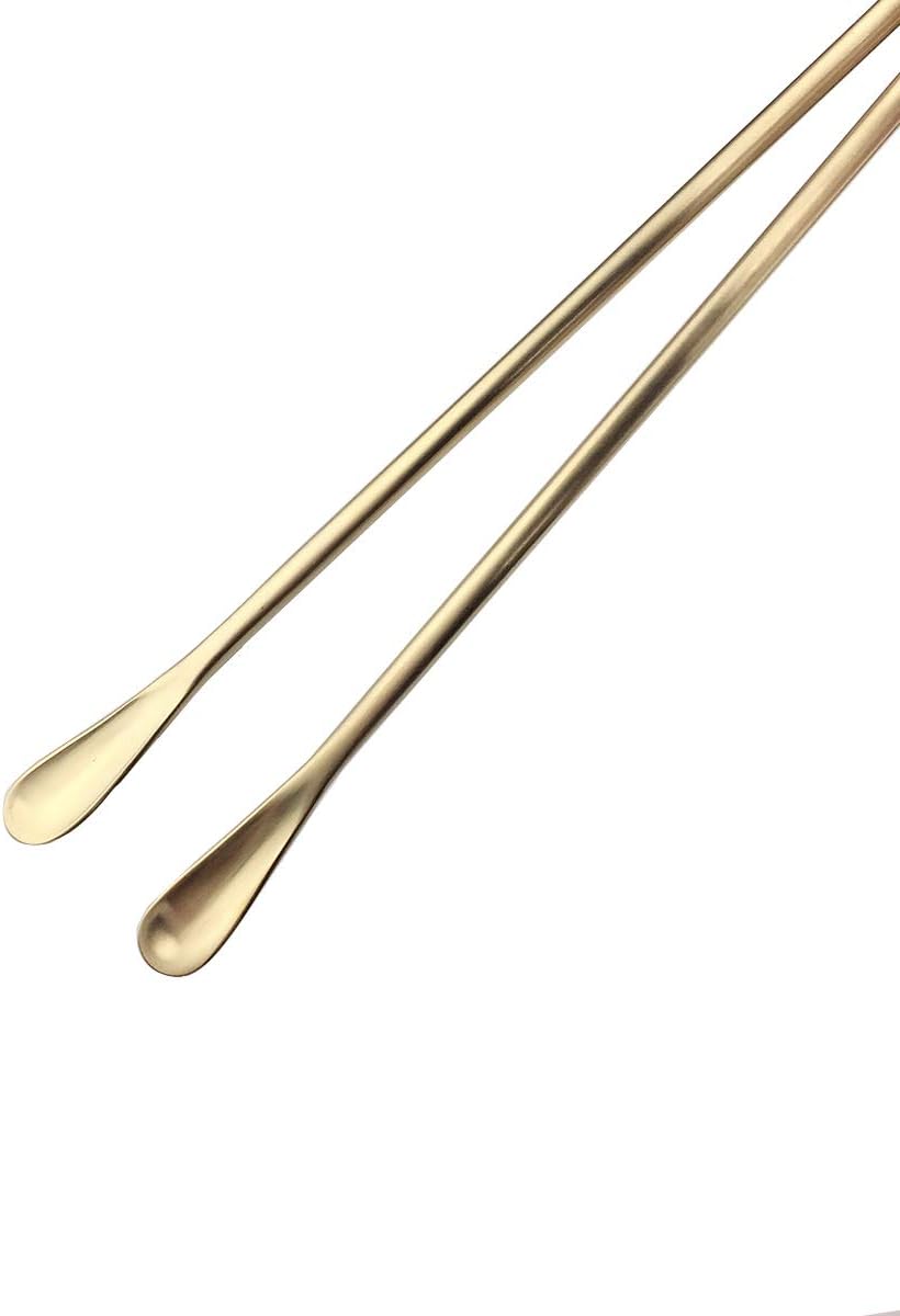 JASHII Gold Matte Long Handle Spoon Cocktail Mixing Stirring Spoons Iced Tea Coffee Spoons with 8.6 inch Long Handle Brushed SUS304 Stainless Steel, 3-Piece