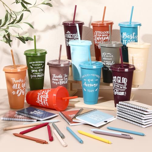 36 Pcs Employee Appreciation Gifts Bulk 24 oz Thank You Tumbler with Lid and Straw Mini Spiral Notebooks and Pens Appreciation Gifts for Team Employee Coworkers Teacher (36 Count)
