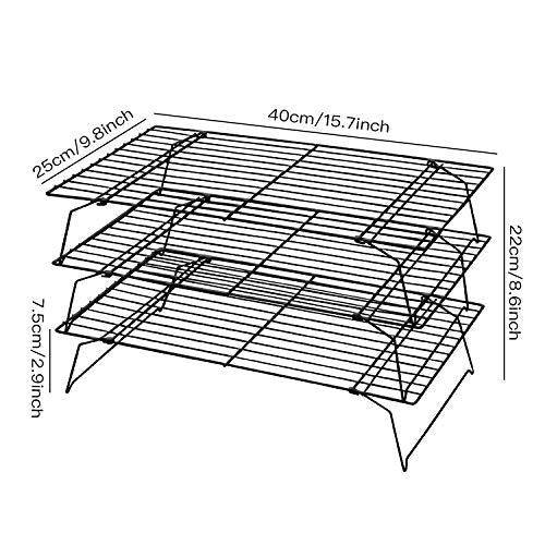 Cooling Rack 3 Tier Stackable Baking Rack Stainless Steel Wire Cooking Rack for Cooking Roasting Cooling