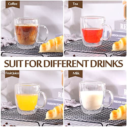Espresso Cups Double Walled Espresso Shot Glass with Handle Cups Insulated Clear Small Shot Glasses for Cappuccino Latte Hot Beverage