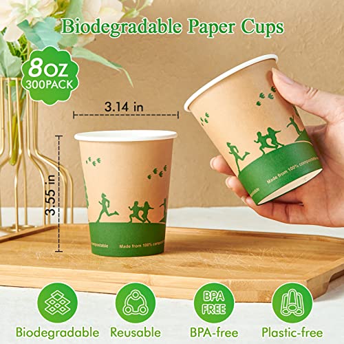 8 oz Compostable Paper Coffee Cups with PLA Lined
