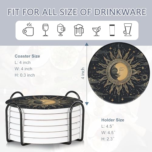 Drink Coasters Set of 6 with Holder