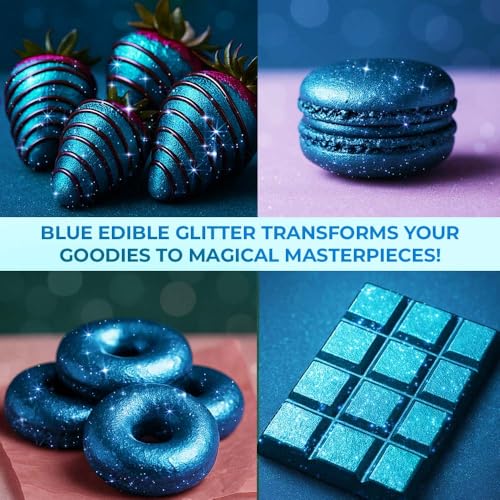 Bulk (20g) Navy Blue Edible Glitter for Drinks Edible Glitter for Cakes, Drink Glitters, Shimmering Navy Blue Glitters Cake Decorations Shimmer for Strawberries, Cocktail Drinks
