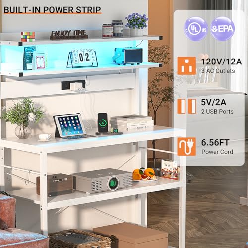 Bakers Rack with Power Outlet & RGB LED
