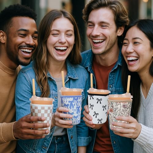 Reusable Insulated Neoprene Iced Coffee Cup Sleeve (3 Count)