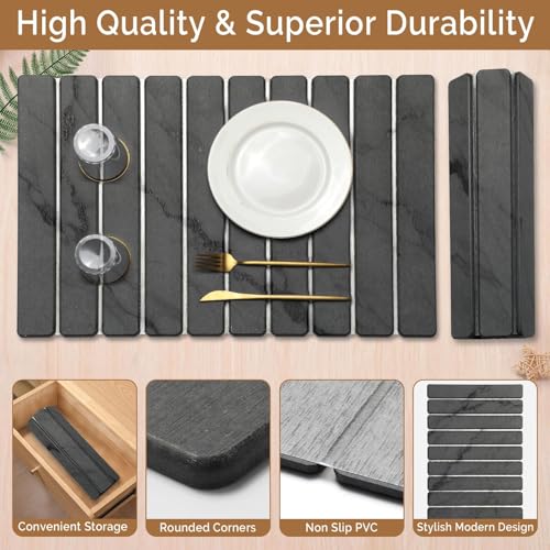 Large Stone Dish Drying Mat for Kitchen Counter (2 Count)