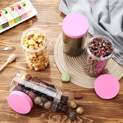 4 Pcs Plastic Jars Wide Mouth with Lids (4 Count)