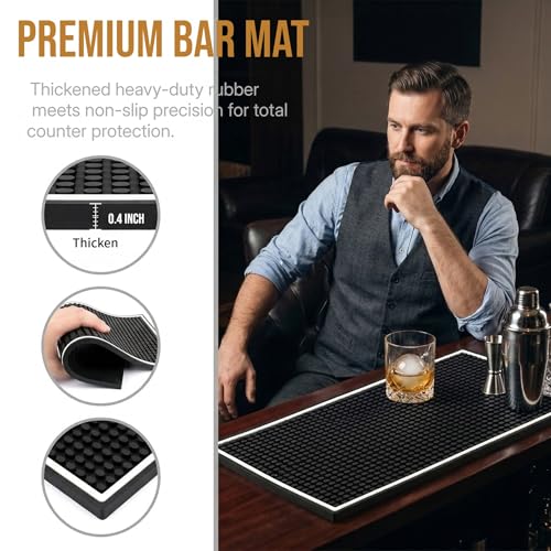 3 Pack Bar Mat for Countertop 18 x 12 Inch Rubber Non Spill Mat for Bartending Dish Drying Mat Coffee Bar Mat Home Bars Accessories (2 Count)