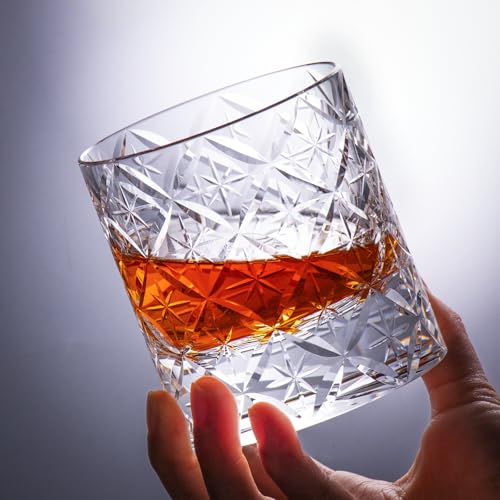 Crystal Whiskey Glasses Set of 2 Hand Blown Old Fashioned Glasses (2 Count)