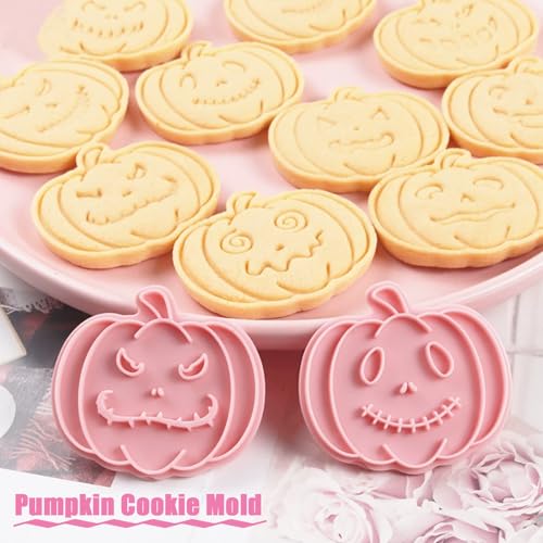 10 Pcs Halloween Cookie Cutters Set with Plunger Stamps