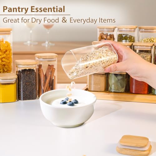 12 Pack 10 oz Square Glass Spice Jars with Lids and Labels (12 Count)