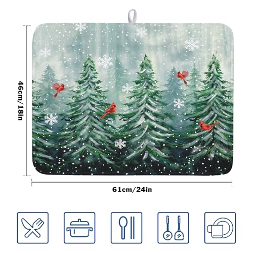 Winter Pines Tree Dish Drying Mats for Kitchen Counter