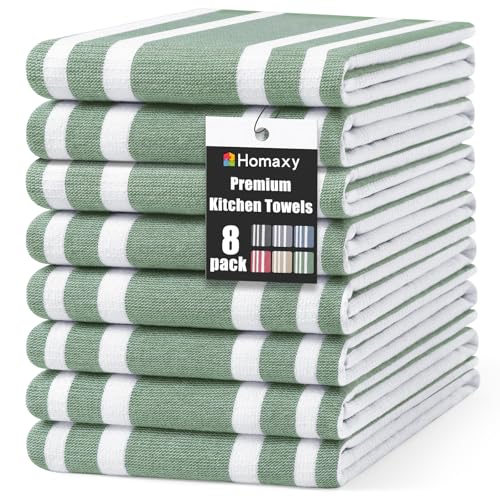 Premium Cotton Stripe Kitchen Towels 8 Pack (8 Count)
