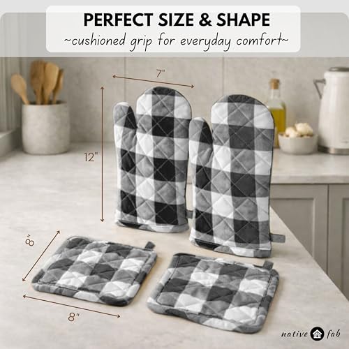 Buffalo Plaid Check Oven Mitts and Pot Holders Set of 4 (4 Count)