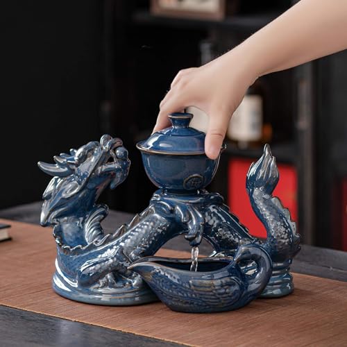 Ceramic Teapot with Infuser Semi Automatic Tea Set Magic Teapot with 8 cups Gradient Color