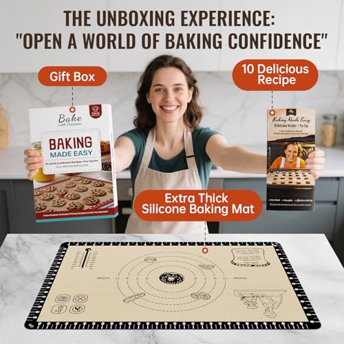 Extra Thick Silicone Baking Mat with 10 Easy Recipes