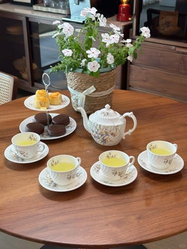 7 Piece Floral Porcelain Tea Sets with Sugar Bowl Creamer Teacups