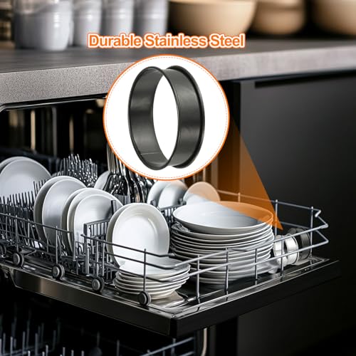 6pcs Crumpet Rings 3.15" Nonstick Round Cake Ring Stainless Steel Double Rolled English Pastry Rings for Kitchen Baking Crumpet Dessert (6 Count)