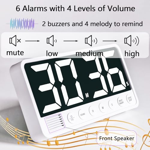 Digital Kitchen Timer with Extra Large LED Display Black
