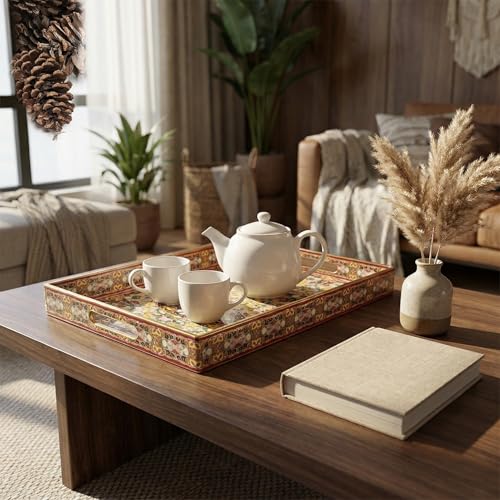 2pcs Boho Red Decorative Serving Tray