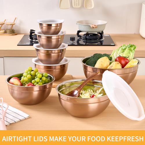Rose Gold Mixing Bowls With Airtight Lids