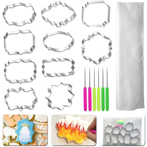 Frame Cookie Cutters 10 Shapes with 6 Cookie Scribes & 1 Storage Bag (17 Count)