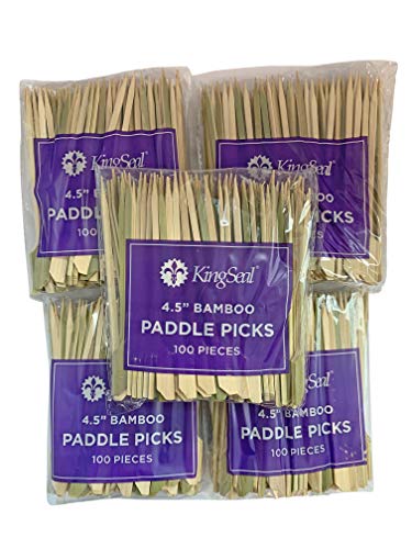 500 Count KingSeal Natural Green Bamboo Wood Paddle Picks