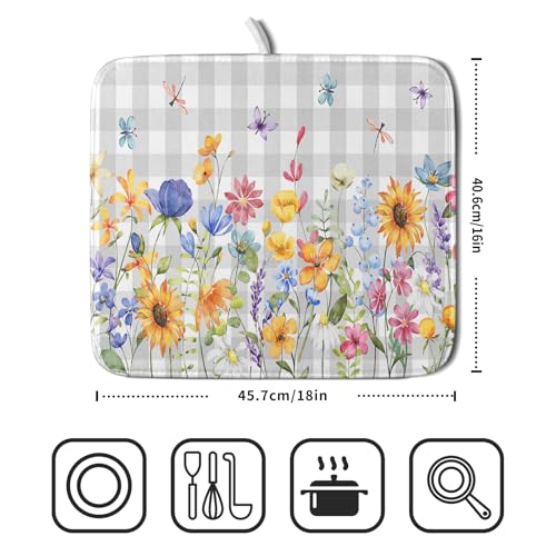 Spring Floral Dish Drying Mat