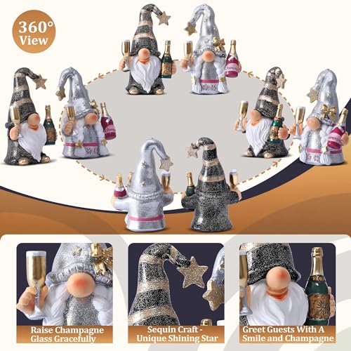 Champagne Gnomes Mother's Day Decorations for Home Party Gnomes Figurines Wine Bar Decor Gnomes Gifts for Women Champagne Birthday Wedding Party Unique Birthday Housewarming (2 Count)
