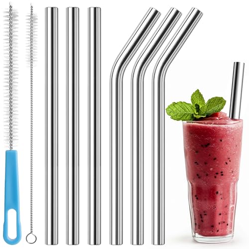 0.47" Extra Wide Stainless Steel Reusable Straws for Smoothie