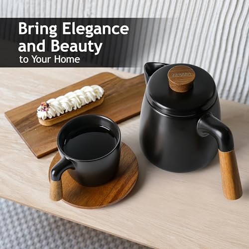 34 Oz Ceramic Tea Pot Set with Infuser and Cups