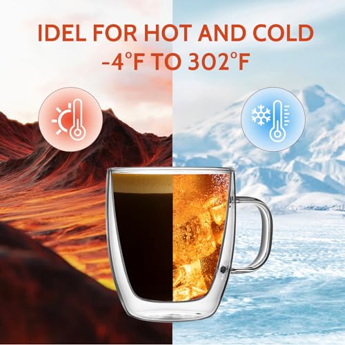 12.5oz Borosilicate Glass Coffee Mugs Set of 4 (4 Count)