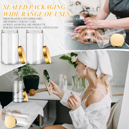4 Pcs Plastic Jars Wide Mouth with Lids (4 Count)