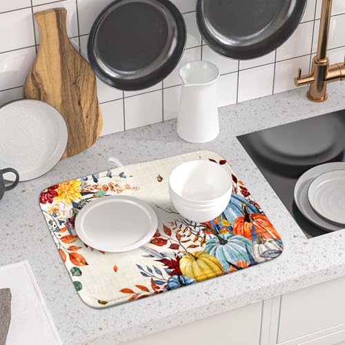 Fall Dish Drying Mat for Kitchen Countertop