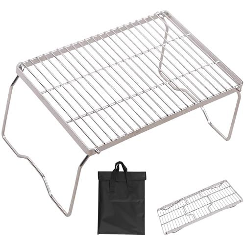 17" Large Folding Campfire Grill 304 Stainless Steel Grate