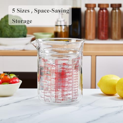 Ackers High Borosilicate Glass Measuring Cup Set with Pour Spout (32 Ounce)