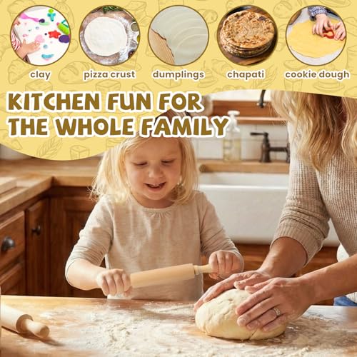 12 Pack 8 Inch Mini Wood Rolling Pin (12 Count)