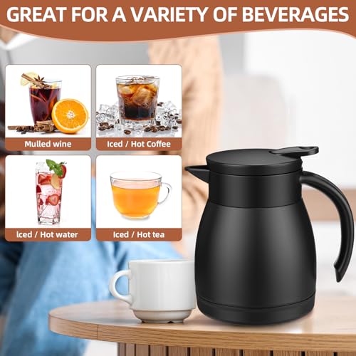 2 Pcs Thermal Coffee Carafe Insulated Stainless Steel Coffee Carafe for Hot Liquid Vacuum Thermal Pot Creamer Pitcher Dispenser with Brushes Keeping Hot Water Milk (2 Count)