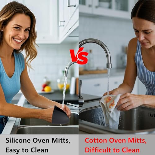Silicone Oven Mitts Heat Resistant Pot Holder Set for Kitchens (6 Count)
