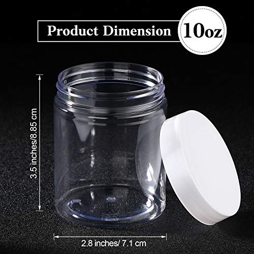 4 Pcs Plastic Jars Wide Mouth with Lids (10 Ounce)