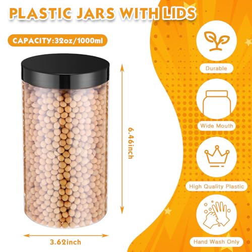 4 Pcs Plastic Jars Wide Mouth with Lids (4 Count)