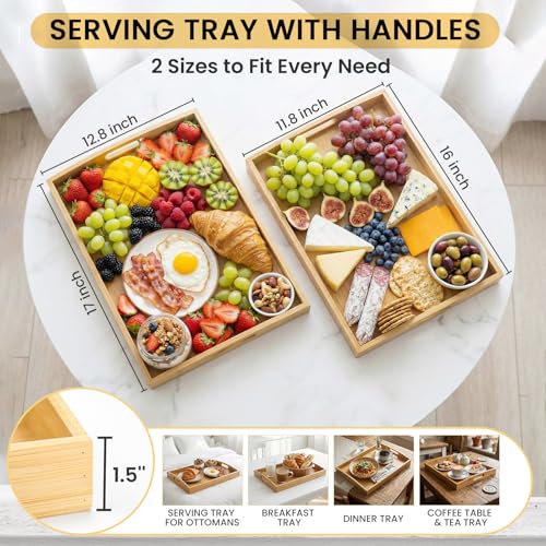 Bamboo Serving Tray Set of 2 (2 Count)