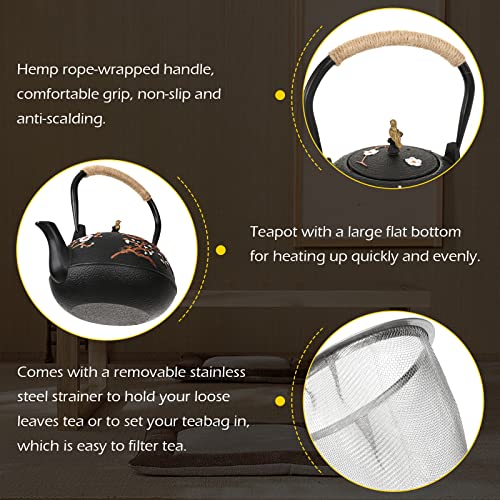 Cast Iron Teapot 40.6oz Japanese Tea Kettle Set with 4 Tea Cups