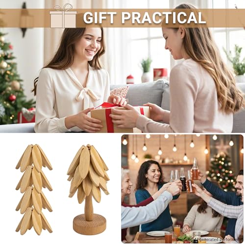 Wooden Tree Shaped Coasters Set for Coffee Table (4 Count)