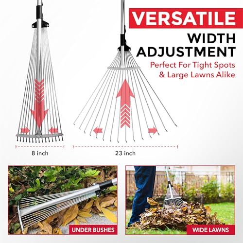 J16A Adjustable Metal Leaf Rake with Expandable Head 8